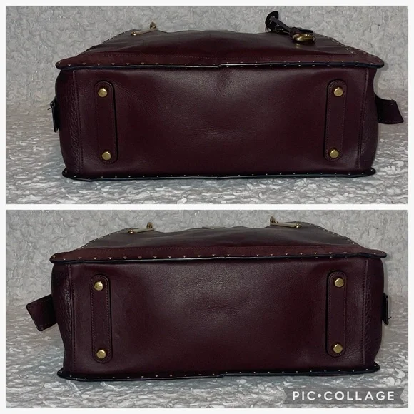 Coach Dreamer 36 Border Rivets Large Mixed Leather Suede Shoulder Bag in Brown - Picture 11 of 16